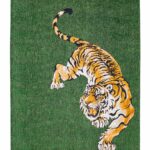 Tappeto Louis De Poortere, Pop Green On Fire 9388, Tiger design