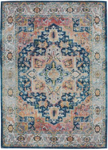 Nourison tappeto Ankara Global ANR11 BLUMT BLUE MULTI 5x8 099446498076 flat C