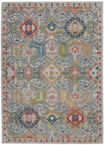 Nourison tappeto Ankara Global ANR12 GRYMT GREY MULTI 5x8 099446498205 flat C