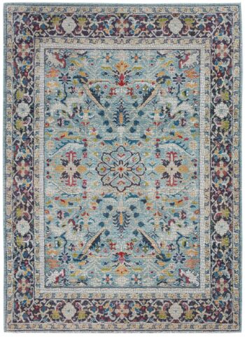Nourison tappeto Ankara Global ANR14 TEAL MULTI 5x8 099446498441 flat C