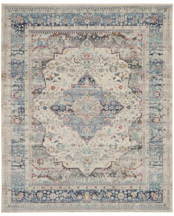 Nourison tappeto Vintage Kashan VKA07 IVBLU IVORY BLUE 8x10 099446812117